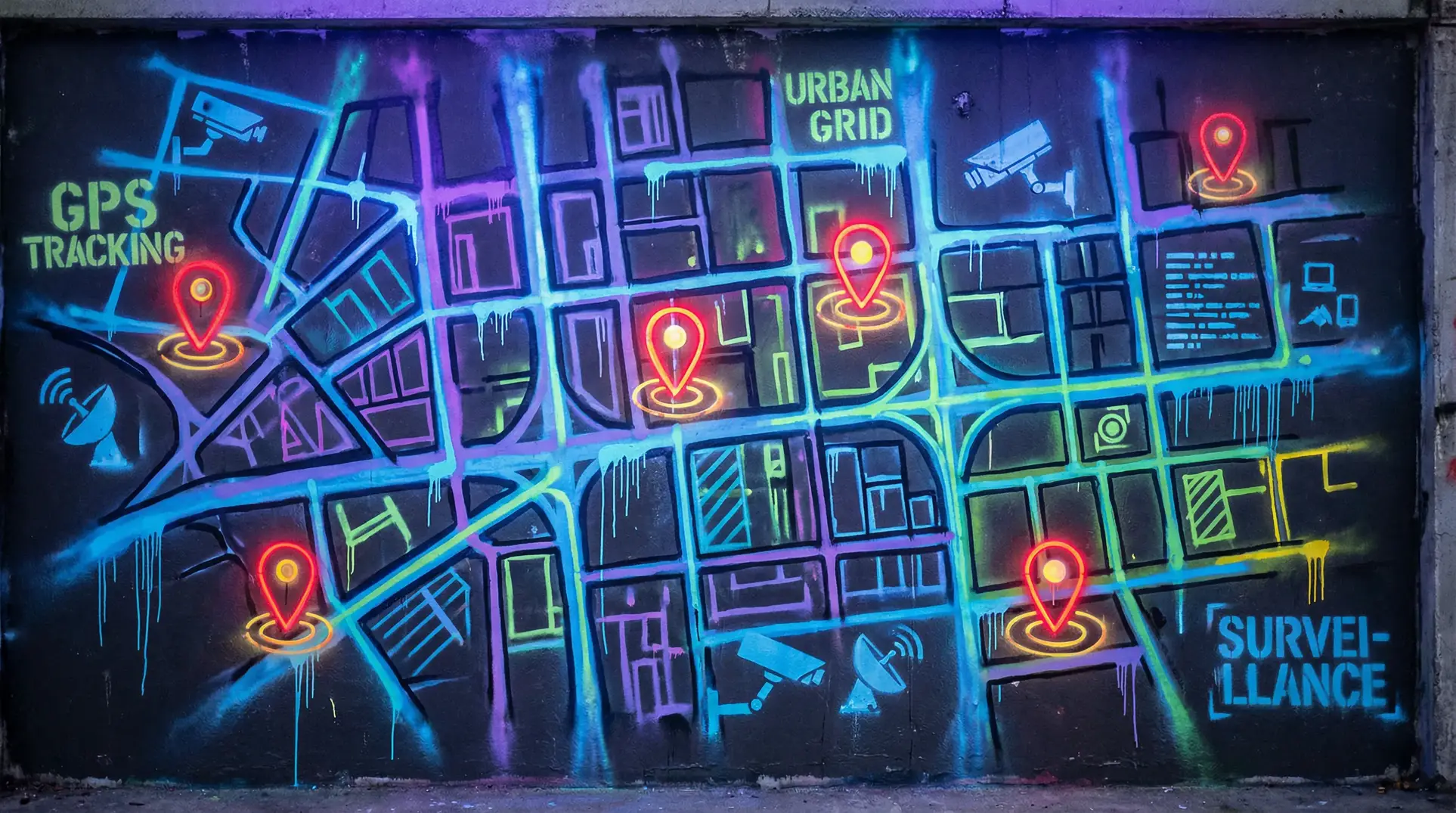 立花里子种子 狗仔追踪地图 - 城市涂鸦风格